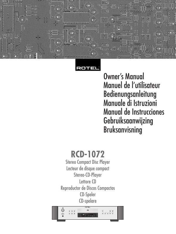 Guide utilisation ROTEL RCD-1072  de la marque ROTEL