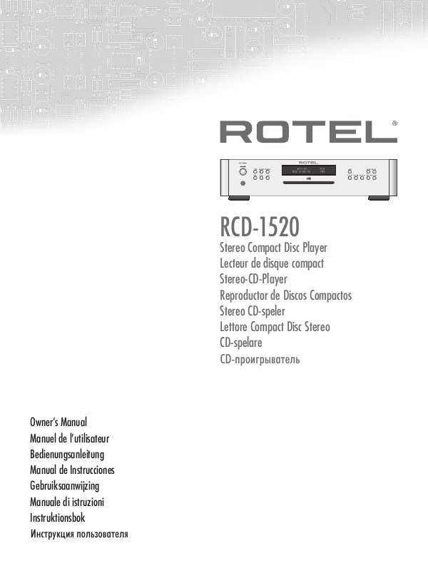 Guide utilisation ROTEL RCD-1520  de la marque ROTEL