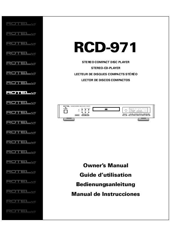 Guide utilisation ROTEL RCD-971  de la marque ROTEL