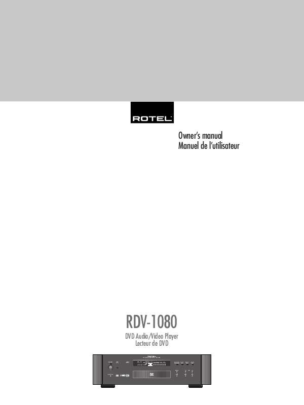 Guide utilisation ROTEL RDV-1080  de la marque ROTEL