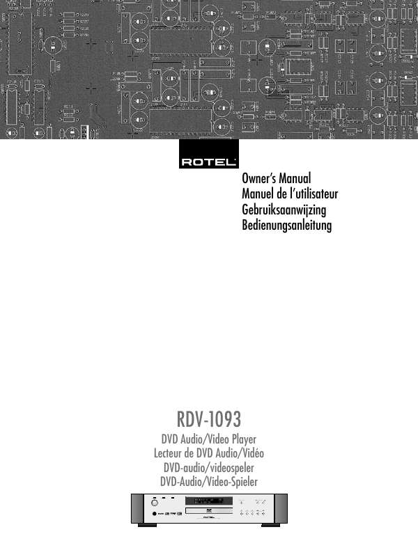 Guide utilisation ROTEL RDV-1093  de la marque ROTEL