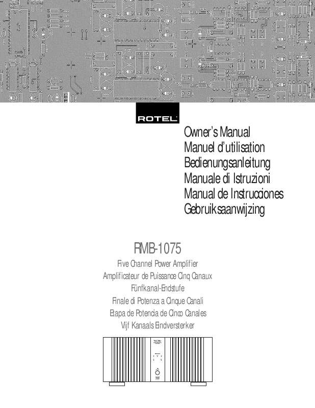 Guide utilisation ROTEL RMB-1075  de la marque ROTEL