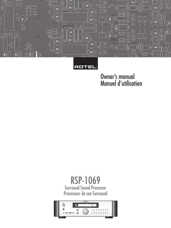 Guide utilisation ROTEL RSP-1069  de la marque ROTEL