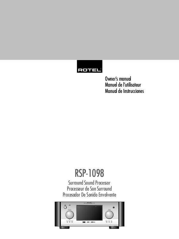 Guide utilisation ROTEL RSP-1098  de la marque ROTEL
