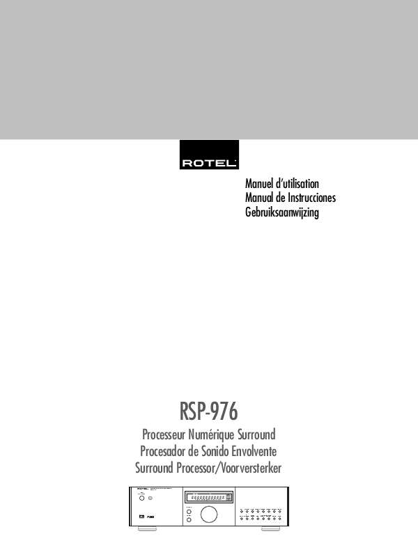 Guide utilisation ROTEL RSP-976  de la marque ROTEL