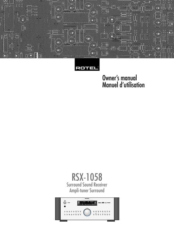 Guide utilisation ROTEL RSX-1058  de la marque ROTEL