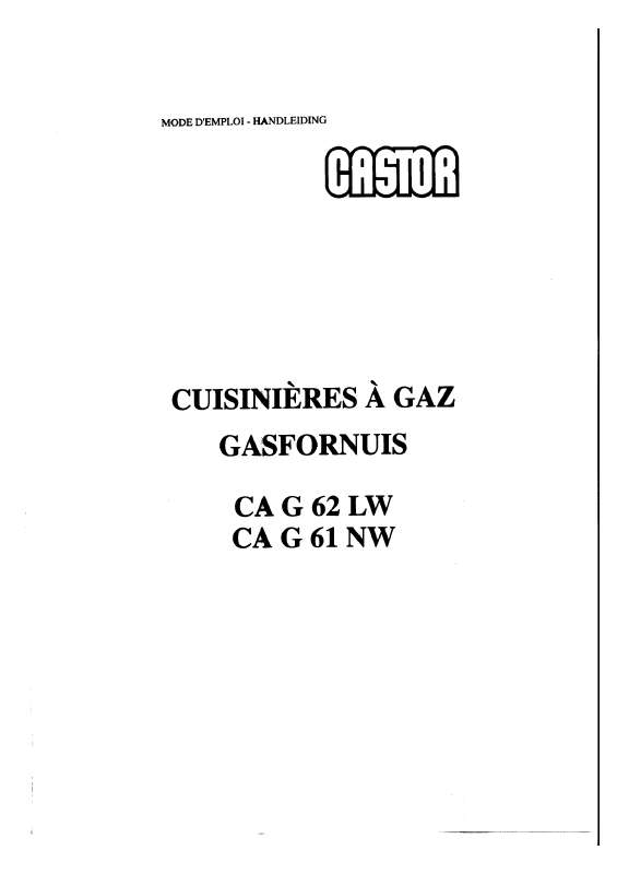 Guide utilisation CASTOR CAG62LW  de la marque CASTOR