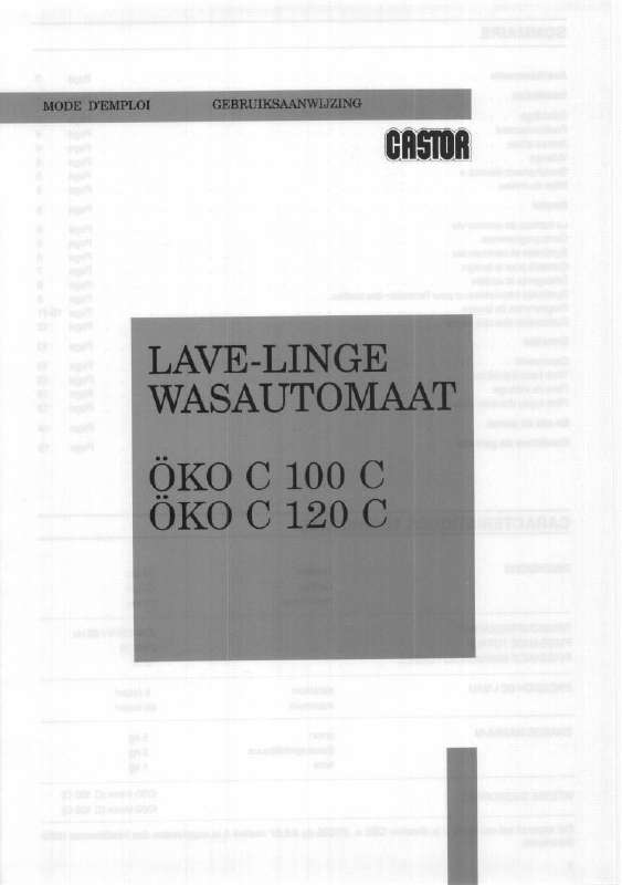 Guide utilisation CASTOR OEKOC100C de la marque CASTOR