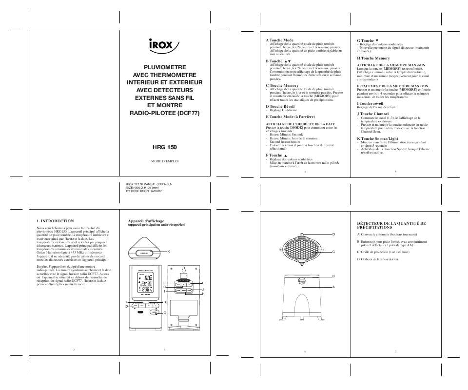 Guide utilisation  IROX HRG150  de la marque IROX