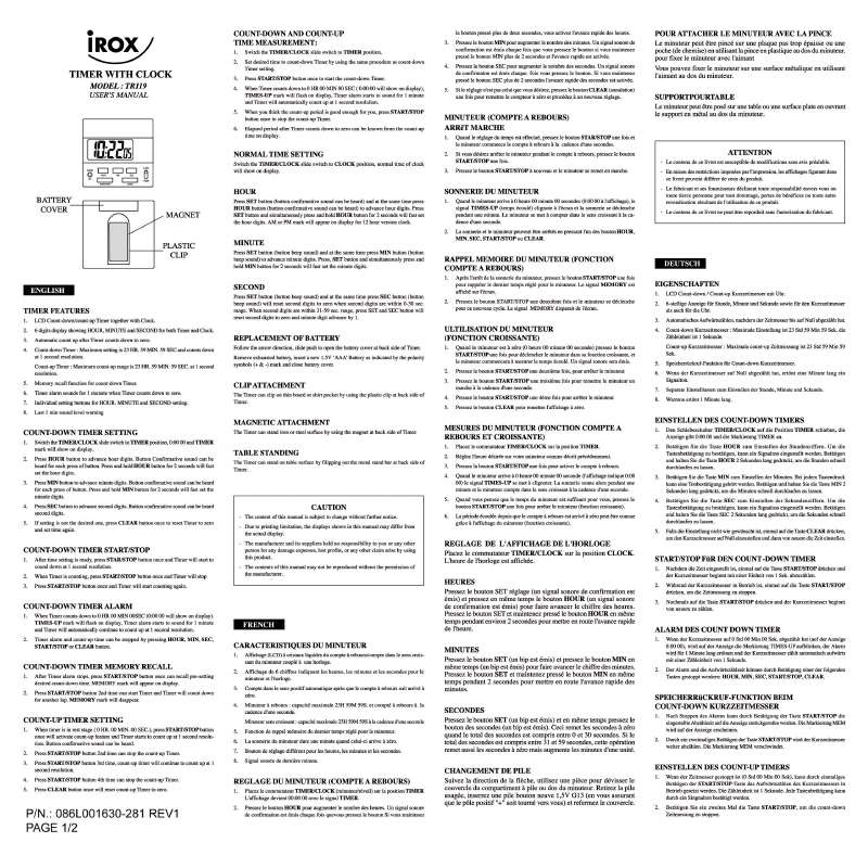 Guide utilisation  IROX TR119  de la marque IROX