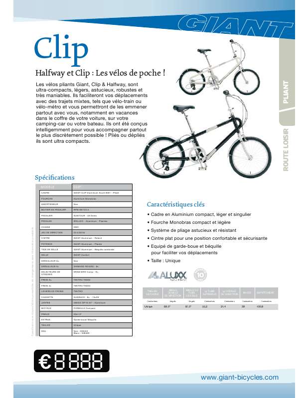 Guide utilisation  GIANT BICYCLES CLIP  de la marque GIANT BICYCLES