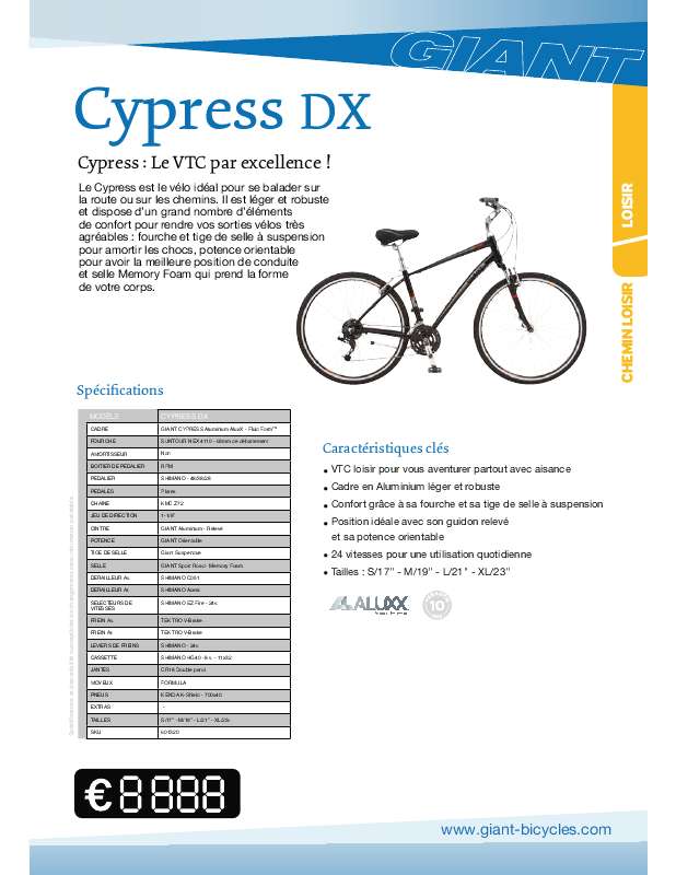 Guide utilisation  GIANT BICYCLES CYPRESS DX  de la marque GIANT BICYCLES