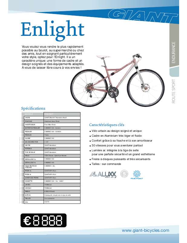 Guide utilisation  GIANT BICYCLES ENLIGHT  de la marque GIANT BICYCLES