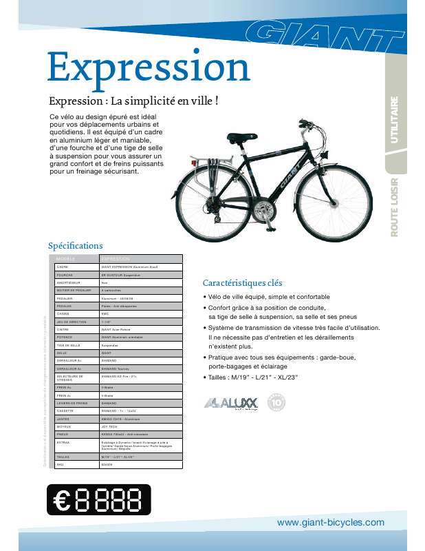 Guide utilisation  GIANT BICYCLES EXPRESSION  de la marque GIANT BICYCLES