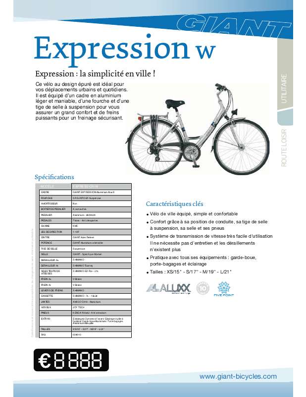 Guide utilisation  GIANT BICYCLES EXPRESSION W  de la marque GIANT BICYCLES