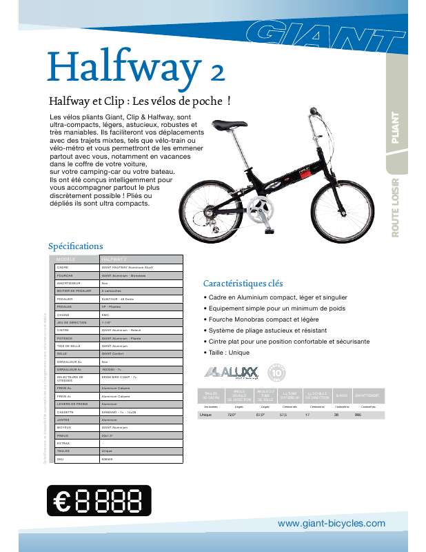Guide utilisation  GIANT BICYCLES HALFWAY 2  de la marque GIANT BICYCLES