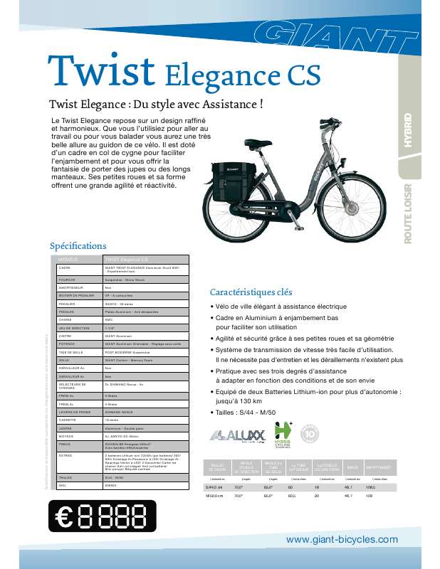 Guide utilisation  GIANT BICYCLES TWIST ELEGANCE CS  de la marque GIANT BICYCLES