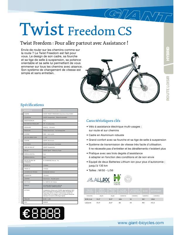Guide utilisation  GIANT BICYCLES TWIST FREEDOM CS  de la marque GIANT BICYCLES