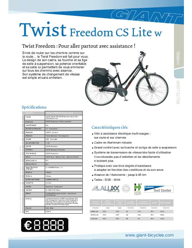 Guide utilisation  GIANT BICYCLES TWIST FREEDOM CS LITE W  de la marque GIANT BICYCLES