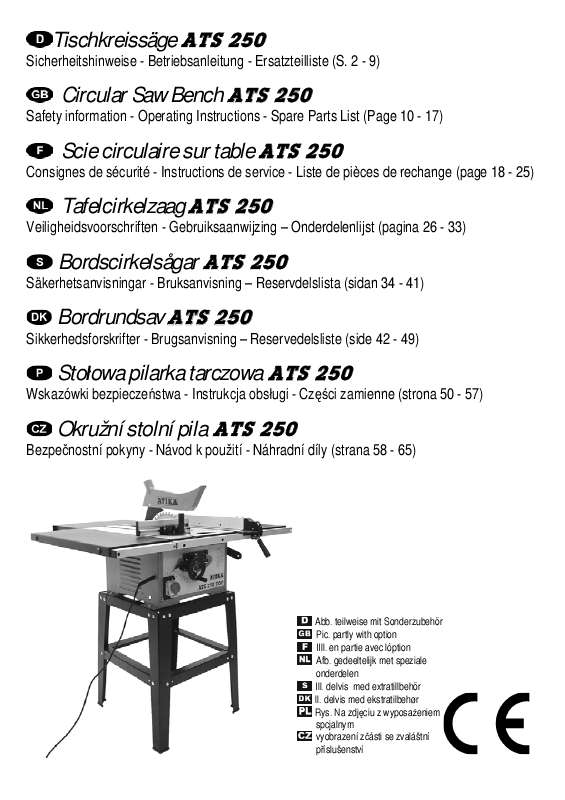 Guide utilisation ATIKA ATS 250  de la marque ATIKA