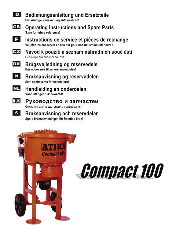 Guide utilisation ATIKA COMPACT 100  de la marque ATIKA
