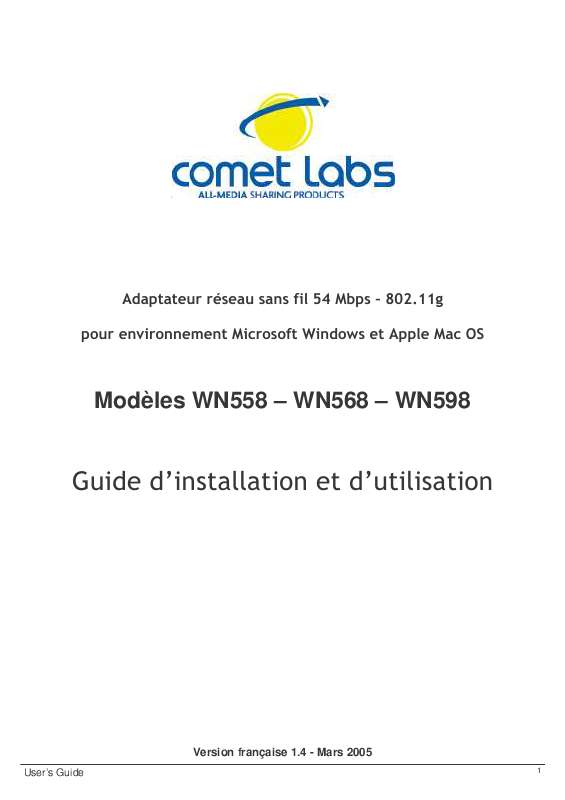 Guide utilisation  COMET LABS WN558  de la marque COMET LABS