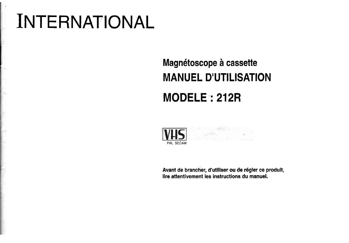 Guide utilisation  INTERNATIONAL 212R  de la marque INTERNATIONAL