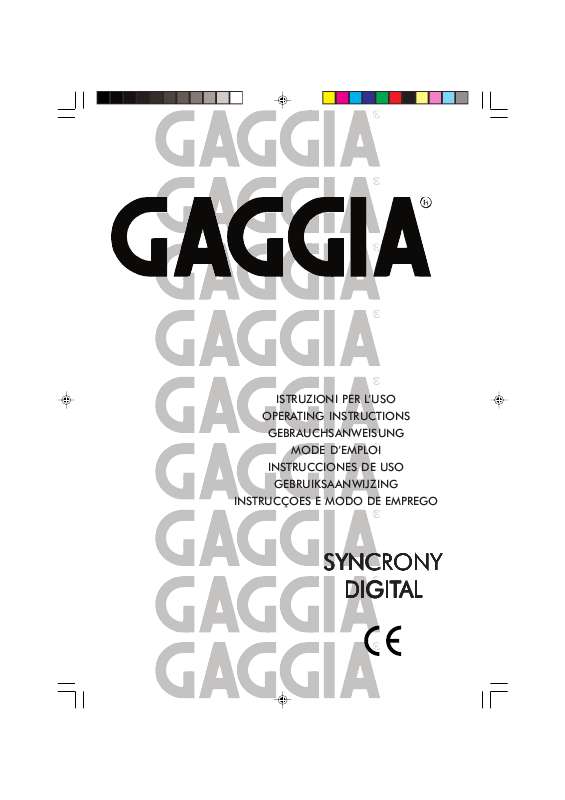 Guide utilisation GAGGIA SYNCRONY DIGITAL de la marque GAGGIA