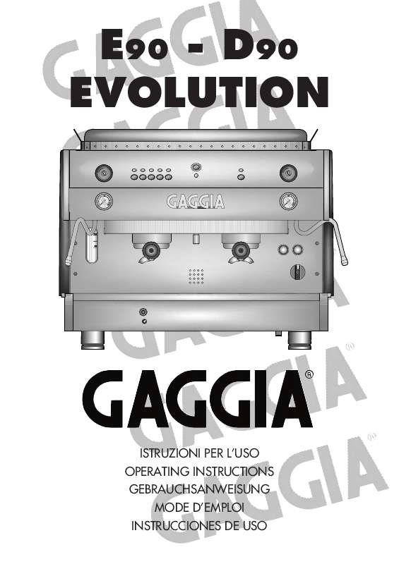 Guide utilisation GAGGIA D90 de la marque GAGGIA
