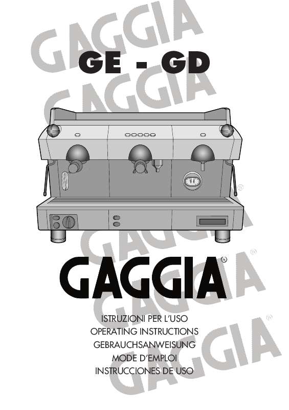 Guide utilisation GAGGIA GD de la marque GAGGIA