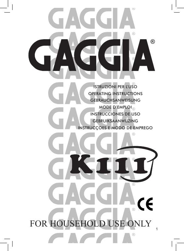 Guide utilisation GAGGIA KIII de la marque GAGGIA