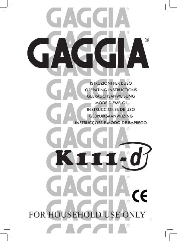 Guide utilisation GAGGIA KIII-D de la marque GAGGIA