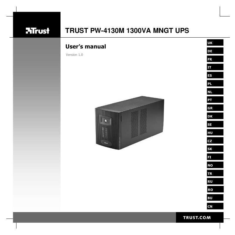 Guide utilisation TRUST PW-4130M 1300VA MNGT UPS  de la marque TRUST