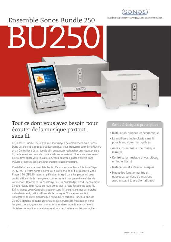 Guide utilisation SONOS BU250  de la marque SONOS