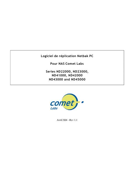 Guide utilisation  COMET LABS NETBAK REPLICATOR  de la marque COMET LABS