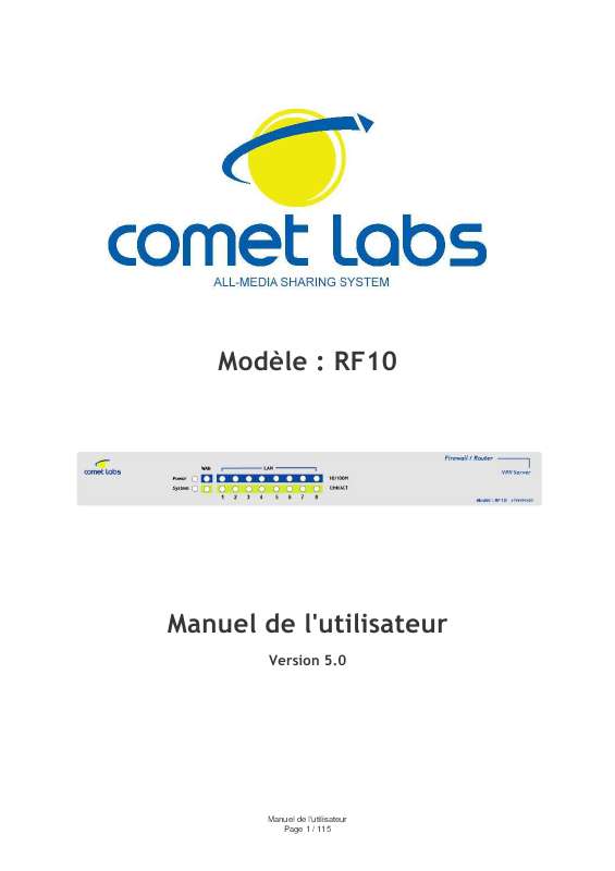 Guide utilisation  COMET LABS RF10  de la marque COMET LABS