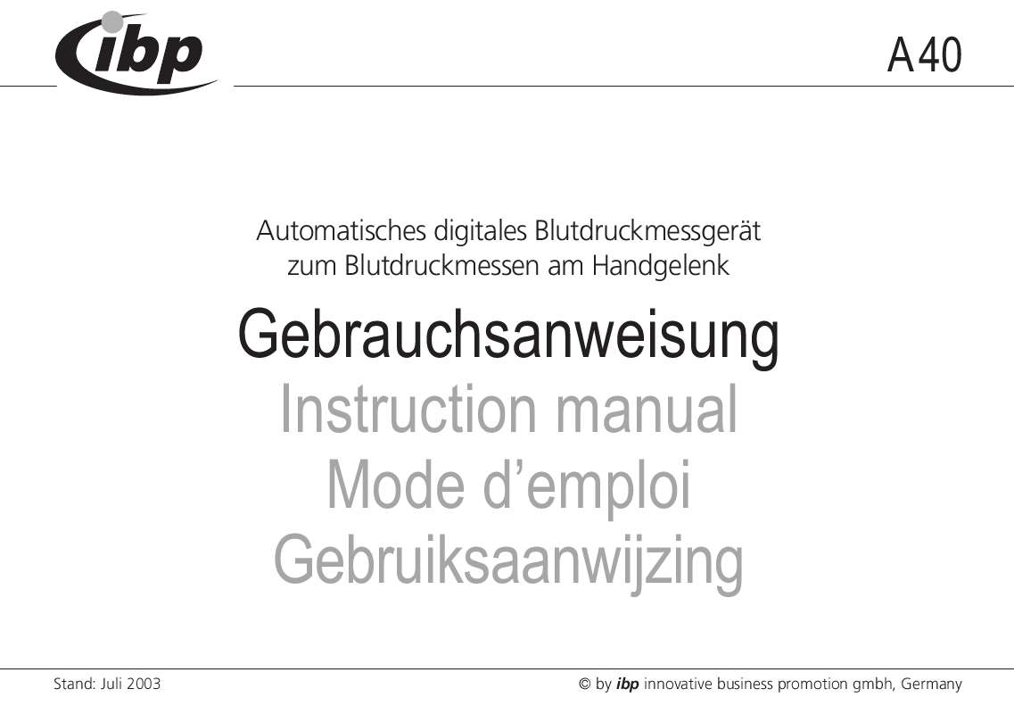 Guide utilisation  IBP A40  de la marque IBP