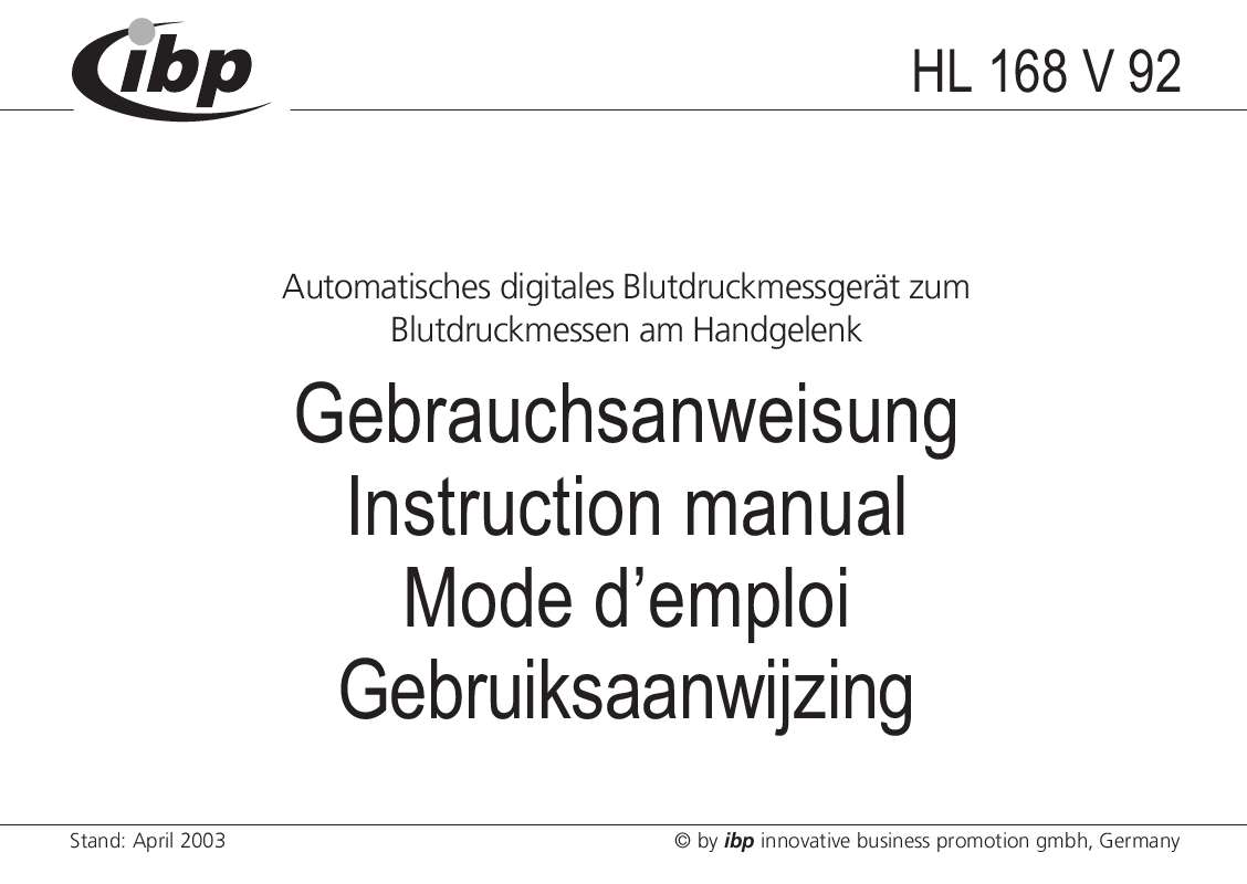 Guide utilisation  IBP HL 168 V 92  de la marque IBP