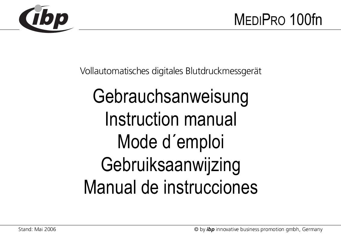 Guide utilisation  IBP MEDIPRO 100FN  de la marque IBP