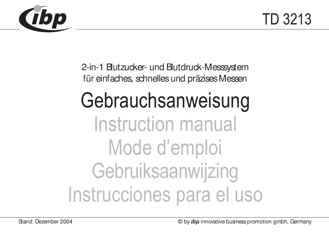 Guide utilisation  IBP TD 3213  de la marque IBP
