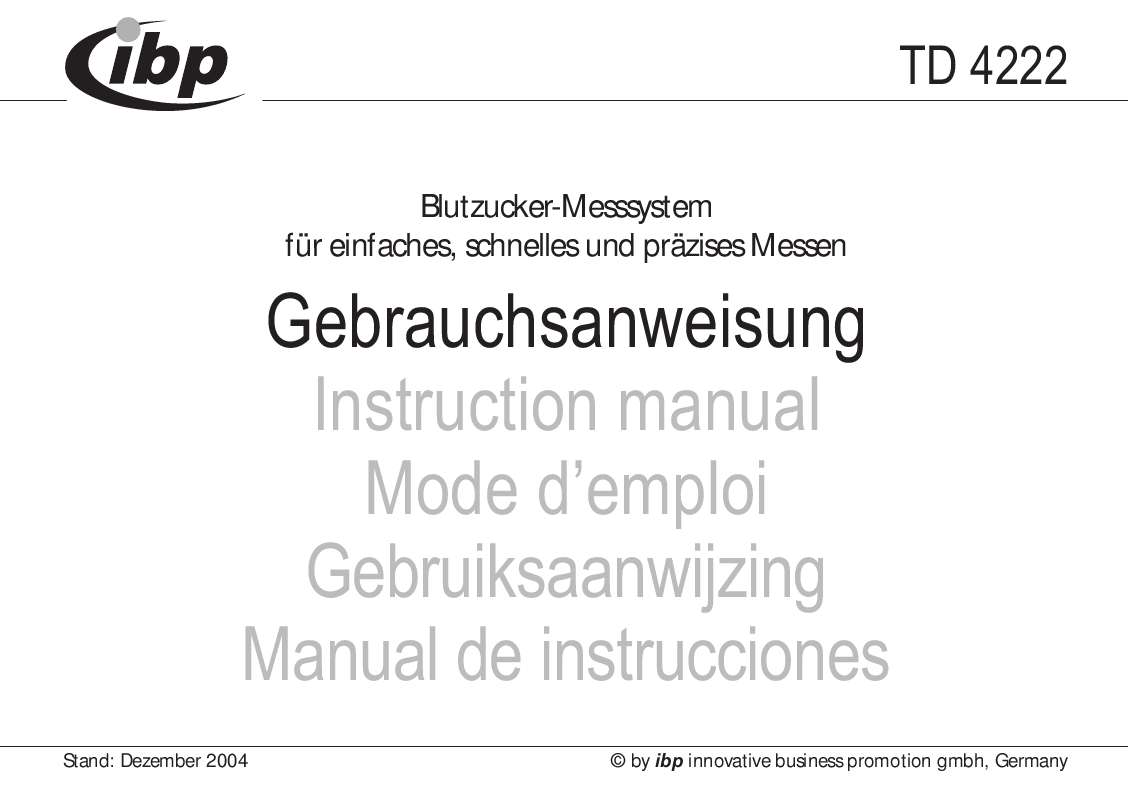 Guide utilisation  IBP TD 4222  de la marque IBP