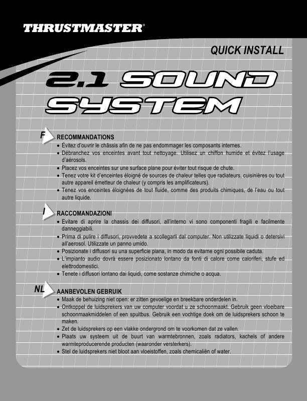 Guide utilisation  TRUSTMASTER 2.1 SOUND SYSTEM  de la marque TRUSTMASTER