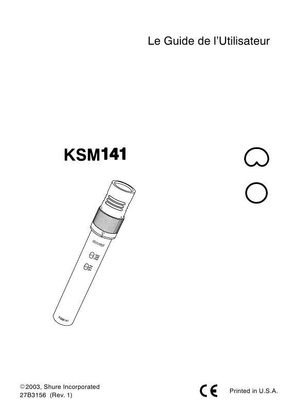 Guide utilisation SHURE KSM141  de la marque SHURE
