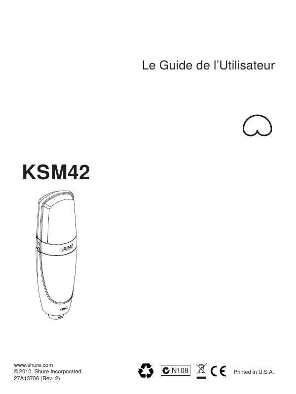 Guide utilisation SHURE KSM42  de la marque SHURE