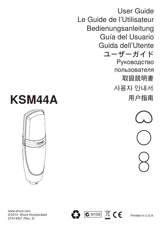Guide utilisation SHURE KSM44A  de la marque SHURE