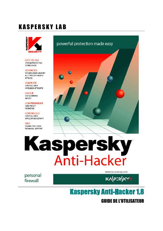 Guide utilisation KASPERSKY ANTI-HACKER 1.8  de la marque KASPERSKY