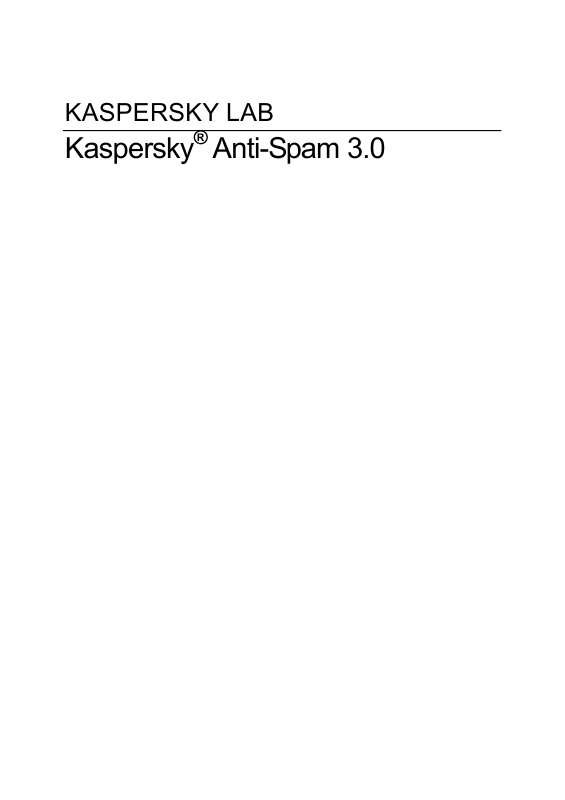 Guide utilisation KASPERSKY ANTI-SPAM 3.0  de la marque KASPERSKY