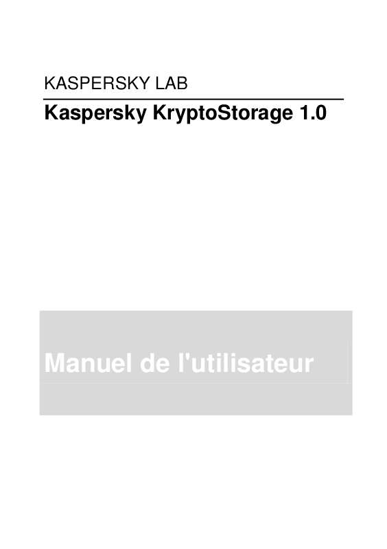 Guide utilisation KASPERSKY KRYPTOSTORAGE 1.0  de la marque KASPERSKY