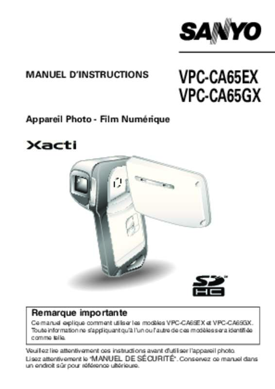 Guide utilisation  LOGICOM-SANYO XACTI VPC-CA65EX  de la marque LOGICOM-SANYO