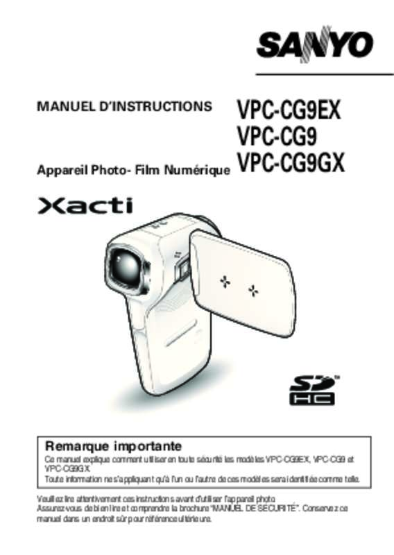 Guide utilisation  LOGICOM-SANYO XACTI VPC-CG9EX  de la marque LOGICOM-SANYO